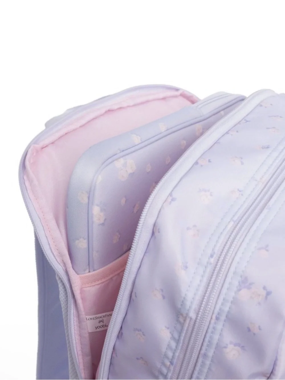 LoveShackFancy Lavender Quilted Kids Backpack with Bow Charm